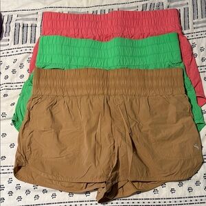 JoyLab Athletic Shorts Trio - Coral, Green, Brown